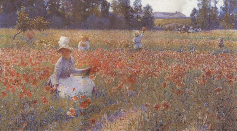 Robert William Vonnoh In Flanders Field Where Soldiers Sleep and Poppies Grow Norge oil painting art